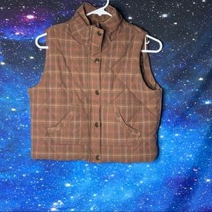 Gap- Brown Plaid Puff Vest size XLarge